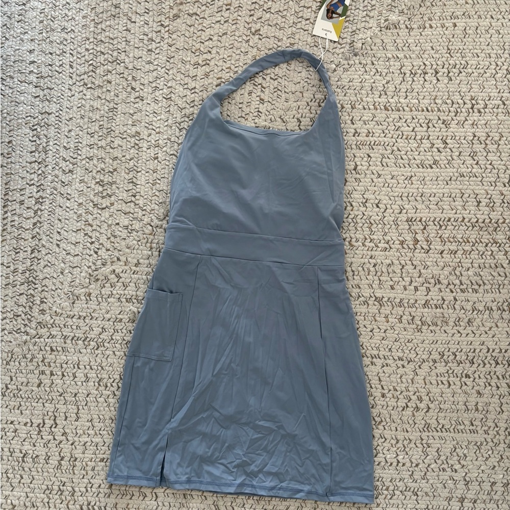 NEVER WORN, WITH TAGS. Blue Halter Neck Athletic Dress